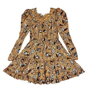 Ulla Johnson Nailah Dress Amber Floral Cotton Blend Long Sleeve Bohemian 8